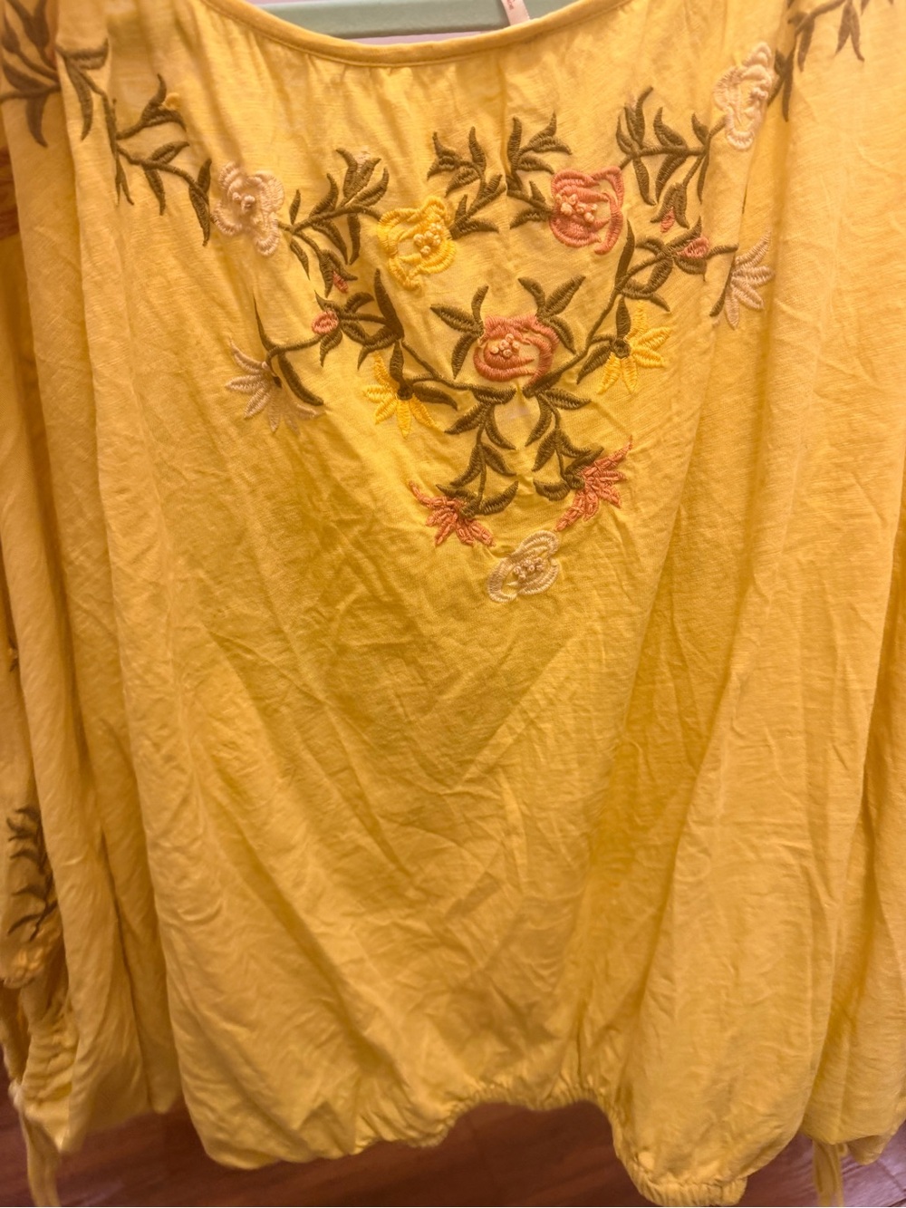 Free People Yellow Floral Embroidered Peasant Blouse - Picture 5 of 5